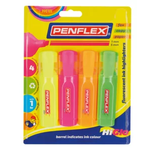 Penflex Higlo Assorted Highlighters 4 Pack