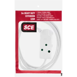 SCE White Heavy Duty 2-Way Extension Cord 3m SCE White Heavy Duty 2-Way Extension Cord 3m