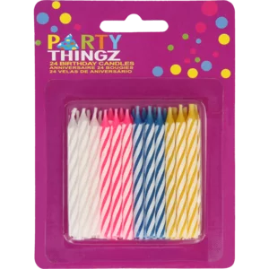 Party Thingz Multicoloured Birthday Candles 24 Pack Party Thingz Multicoloured Birthday Candles 24 Pack