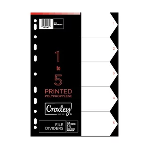Croxley A4 Multicoloured Numbered File Dividers 5 Pack