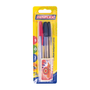 Penflex Multi-coloured Medium Ballpoint Pens 5 Piece