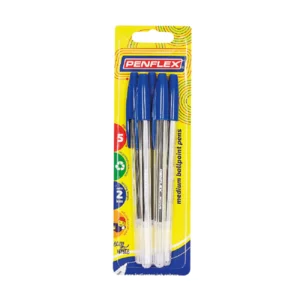 Penflex Clear Medium Blue Ballpoint Pen 5 Pack Penflex Clear Medium Blue Ballpoint Pen 5 Pack