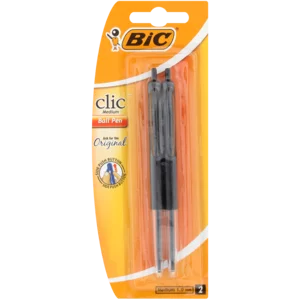 BIC Clic Medium Ball Pen Black 2 Pack