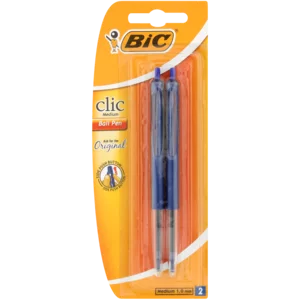 BIC Clic Medium Ball Pen Blue 2 Pack