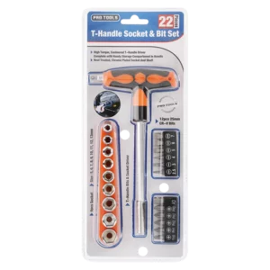 Pro Tools T-Handle Socket & Bit Set 22 Piece Pro Tools T-Handle Socket & Bit Set 22 Piece