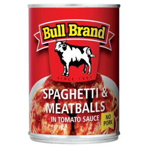Bull Brand Spaghetti & Meatballs In Tomato Sauce Can 400g Bull Brand Spaghetti & Meatballs In Tomato Sauce Can 400g