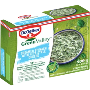 Dr. Oetker Green Valley Frozen Creamed Spinach With Feta Style Cheese 2x250g