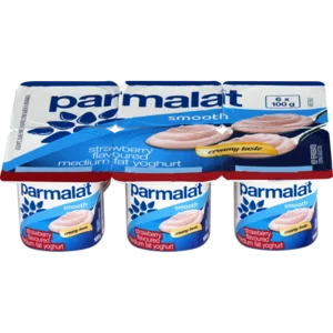 Parmalat Smooth Medium Fat Strawberry Multipack Yoghurt 6x100g