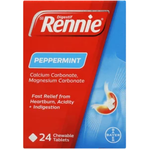 Bayer Rennie Digestif Peppermint Flavoured Antacid Chewable Tablets 24 Pack Bayer Rennie Digestif Peppermint Flavoured Antacid Chewable Tablets 24 Pack