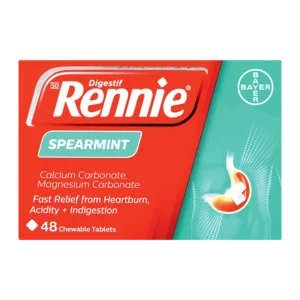 Bayer Rennie Digestif Spearmint Flavoured Antacid Chewable Tablets 48 Pack
