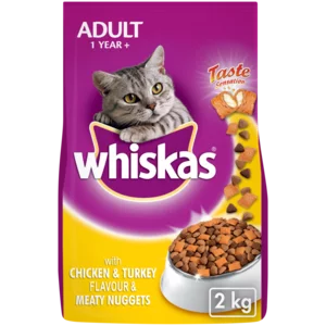 Whiskas Dry Cat Food Chicken and Turkey and Meaty Nuggets 2kg