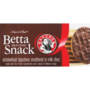 Bakers Betta Snack Milk Chocolate Flavoured Wholewheat Digestive Biscuit 200g Bakers Betta Snack Milk Chocolate Flavoured Wholewheat Digestive Biscuit 200g