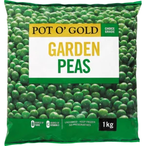 Pot O' Gold Frozen Garden Peas 1kg Pot O' Gold Frozen Garden Peas 1kg