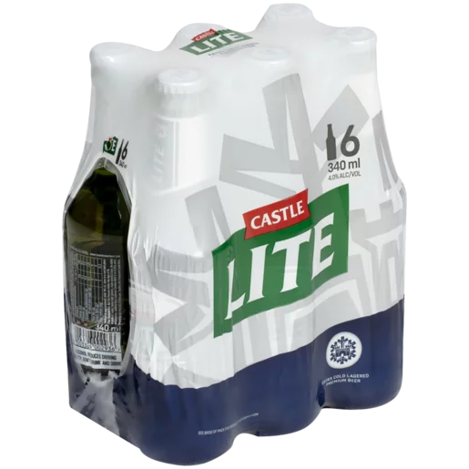 Castle Lite Beer Bottles 6x340ml Castle Lite Beer Bottles 6x340ml