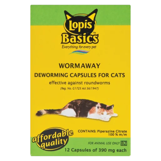Lopis Basics Worm-Away Deworming Capsules For Cats 12 Pack Lopis Basics Worm-Away Deworming Capsules For Cats 12 Pack