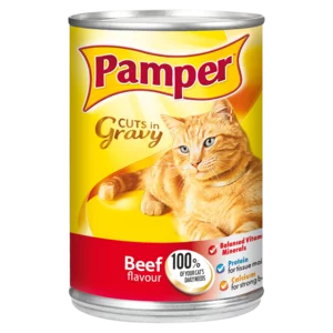Pamper Beef Flavoured Cuts In Gravy Cat Food Can 385g Pamper Beef Flavoured Cuts In Gravy Cat Food Can 385g