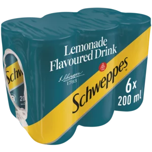 Schweppes Lemonade Soft Drink Cans 6x200ml Schweppes Lemonade Soft Drink Cans 6x200ml