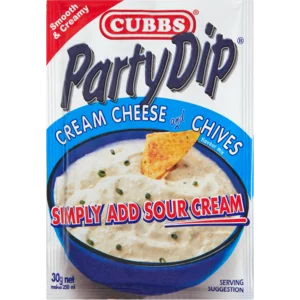 Cubbs Cream Cheese And Chives Flavoured Party Dip 30g Cubbs Cream Cheese And Chives Flavoured Party Dip 30g