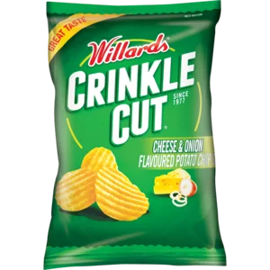 Willards Crinkle Cut Cheese & Onion Flavoured Potato Chips 125g