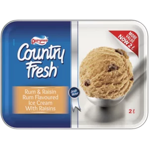 Dairymaid Country Fresh Rum & Raisin Flavoured Ice Cream With Raisins 2L
