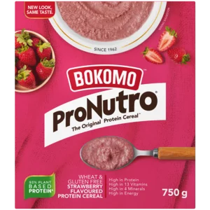 Bokomo ProNutro Wheat & Gluten Free Strawberry Flavoured Protein Cereal 750g Bokomo ProNutro Wheat & Gluten Free Strawberry Flavoured Protein Cereal 750g