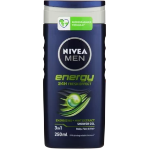 Nivea Men Energy Energizing + Mint Extract 3-In-1 Shower Gel Bottle 250ml Nivea Men Energy Energizing + Mint Extract 3-In-1 Shower Gel Bottle 250ml