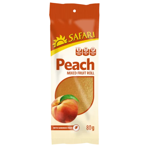 Safari Peach Mixed Dried Fruit Roll 80g Safari Peach Mixed Dried Fruit Roll 80g