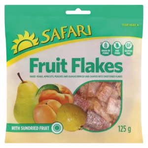 Safari Assorted Sundried Fruit Flakes 125g Safari Assorted Sundried Fruit Flakes 125g