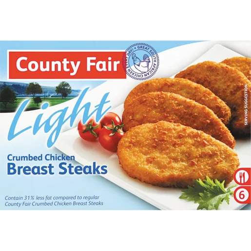 County Fair Light Frozen Crumbed Chicken Breast Steaks 400g County Fair Light Frozen Crumbed Chicken Breast Steaks 400g