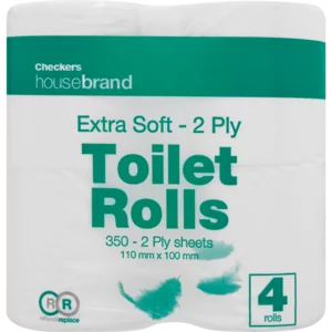 Checkers Housebrand Extra Soft 2 Ply Toilet Rolls 4 Pack Checkers Housebrand Extra Soft 2 Ply Toilet Rolls 4 Pack