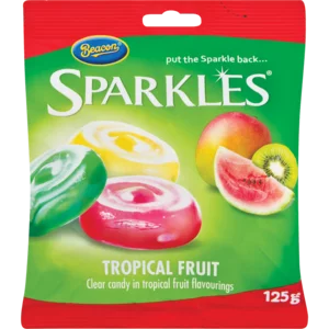 Beacon Sparkles Tropical Fruit Sweets 125g Beacon Sparkles Tropical Fruit Sweets 125g