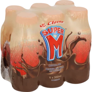 Clover Super M Chocolate Flavoured Medium Fat Milk 6x300ml Clover Super M Chocolate Flavoured Medium Fat Milk 6x300ml