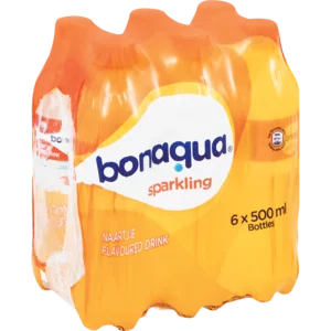 Bonaqua Sparkling Naartjie Flavoured Water Bottles 6x500ml Bonaqua Sparkling Naartjie Flavoured Water Bottles 6x500ml