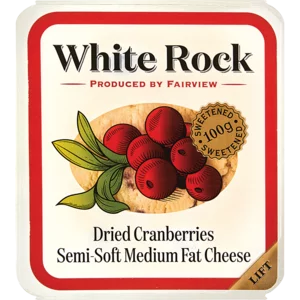 Fairview White Rock Dried Cranberries Semi-Soft Medium Fat Cheese Pack 100g Fairview White Rock Dried Cranberries Semi-Soft Medium Fat Cheese Pack 100g