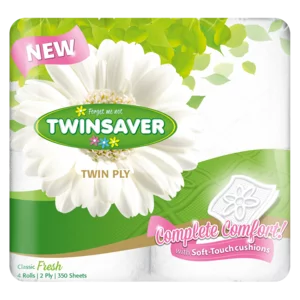 Twinsaver Twin Ply Toilet Rolls White 4 Pack