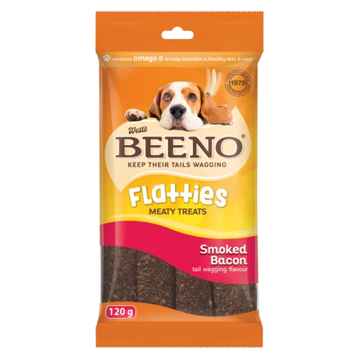 Beeno Flatties Smoked Bacon Flavoured Dog Treats 120g Beeno Flatties Smoked Bacon Flavoured Dog Treats 120g