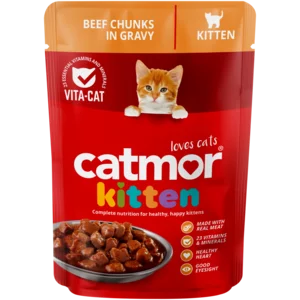 Catmor Beef Chunks In Gravy Kitten Food Pouch 85g