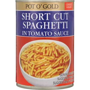 Pot O' Gold Short Cut Spaghetti In Tomato Sauce 140g Pot O' Gold Short Cut Spaghetti In Tomato Sauce 140g