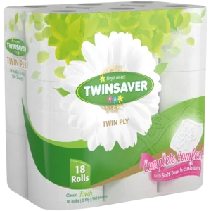 Twinsaver Luxury White Twin Ply Toilet Paper 18 Pack Twinsaver Luxury White Twin Ply Toilet Paper 18 Pack