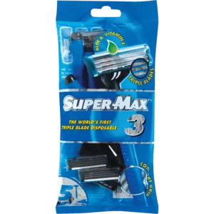 Super-Max Triple Blade Disposable Razors 5 Pack Super-Max Triple Blade Disposable Razors 5 Pack