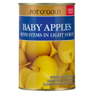 Pot O' Gold Baby Apples With Stems In Light Syrup Can 425g Pot O' Gold Baby Apples With Stems In Light Syrup Can 425g