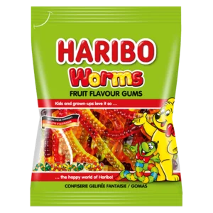 Haribo Worms Fruit Flavoured Gums 80g Haribo Worms Fruit Flavoured Gums 80g