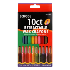 School Multicoloured Retractable Wax Crayon Set 10 Pack