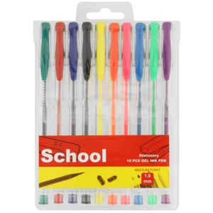 School Multicoloured Medium Gel Ink Pen Set 10 Pack School Multicoloured Medium Gel Ink Pen Set 10 Pack