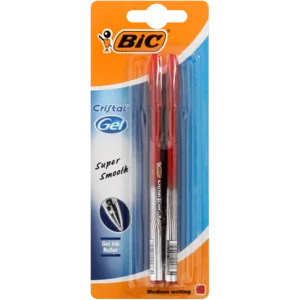 BIC Cristal Gel Ink Roller Medium Writing Red 2 Pack BIC Cristal Gel Ink Roller Medium Writing Red 2 Pack