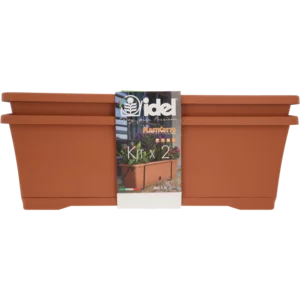 Idel Burnt Orange Plasticotto Balcony Planter Set 2 Piece Idel Burnt Orange Plasticotto Balcony Planter Set 2 Piece