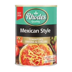 Rhodes Quality Mexican Style Tomatoes, Onions & Chillies 410g Can