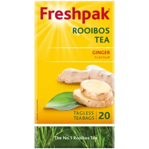 Freshpak Ginger Flavoured Rooibos Tagless Teabags 20 Pack Freshpak Ginger Flavoured Rooibos Tagless Teabags 20 Pack