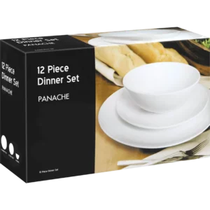 White Panache Dinner Set 12 Piece