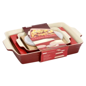 Home Discovery Red/White Stoneware Bakeware Set 4 Piece Home Discovery Red/White Stoneware Bakeware Set 4 Piece